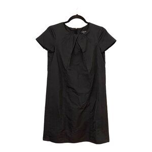 Lida Baday Size 2 Silk Taffeta Short Sleeve Shift Dress Exposed Back Zipper LBD